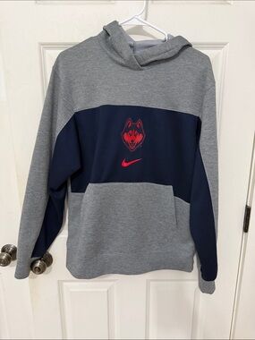 Nike Men’s Huskies Logo Pullover Hoodie size small Gray / Blue UCONN Sweatshirt
